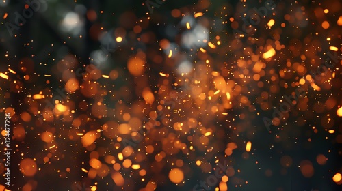 Glowing embers dispersed in the air photo