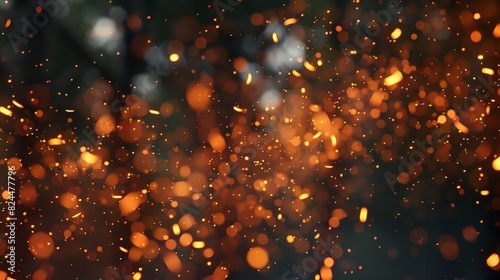 Glowing embers dispersed in the air