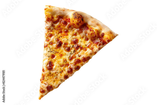 Slice of cheese pizza isolated on white background