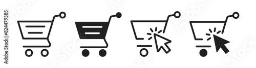 Shopping cart icon, symbol. Web store shopping cart, logo. Vector.