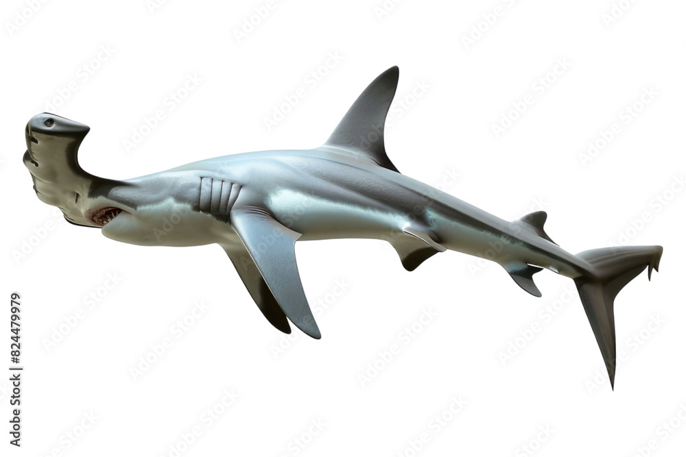 Fototapeta premium Swimming hammerhead shark isolated on white background