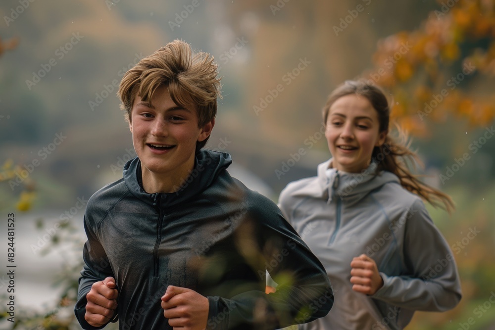 Fototapeta premium Young people who run outdoors