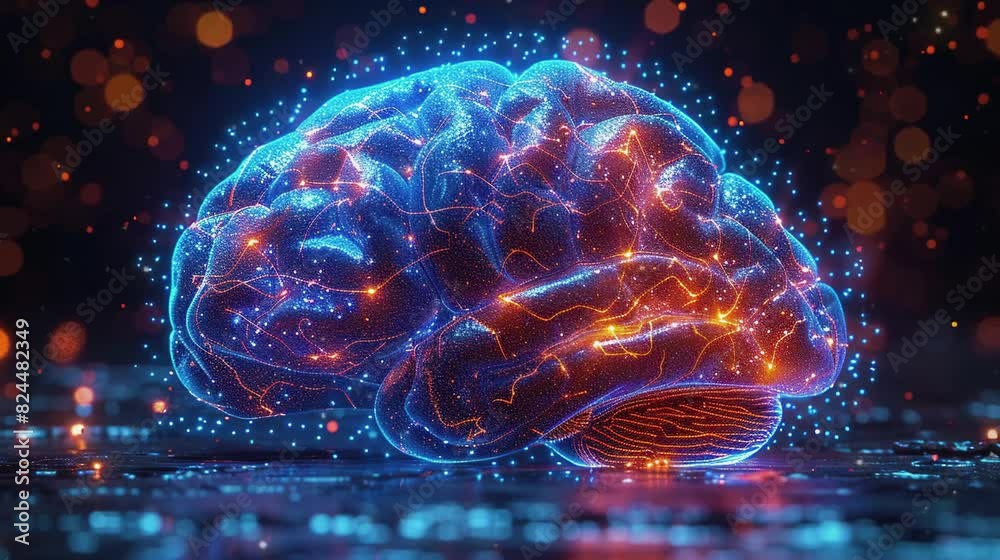 Video of human brain organ futuristics with technological background style Video of human brain organ futuristics with technological background style