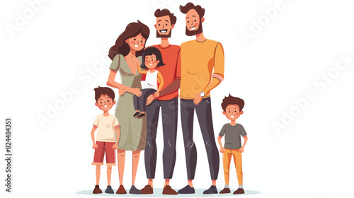 Portrait of happy family with parents and children is
