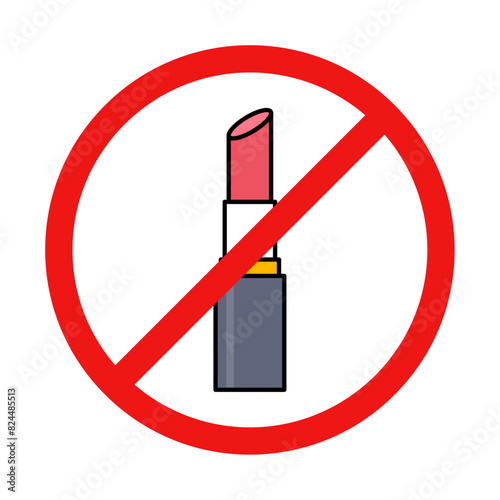 No Lipstick Sign on White Background