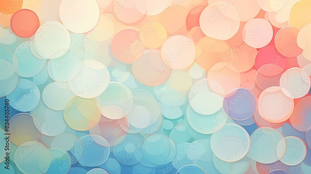 Abstract pastel background with layers of soft, translucent circles.