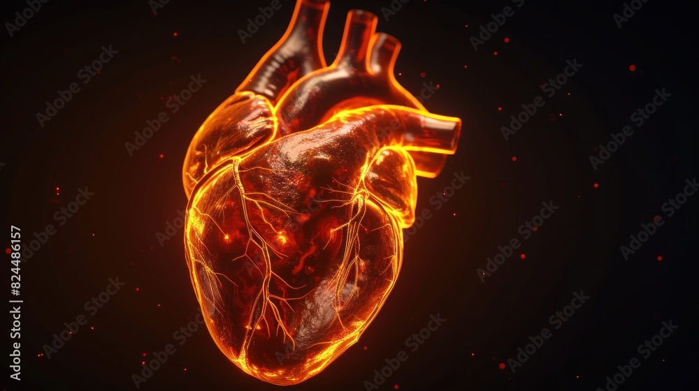 Image of isolated human heart with 3D hologram. Medical concept. new technology Image of isolated human heart with 3D hologram. Medical concept. new technology