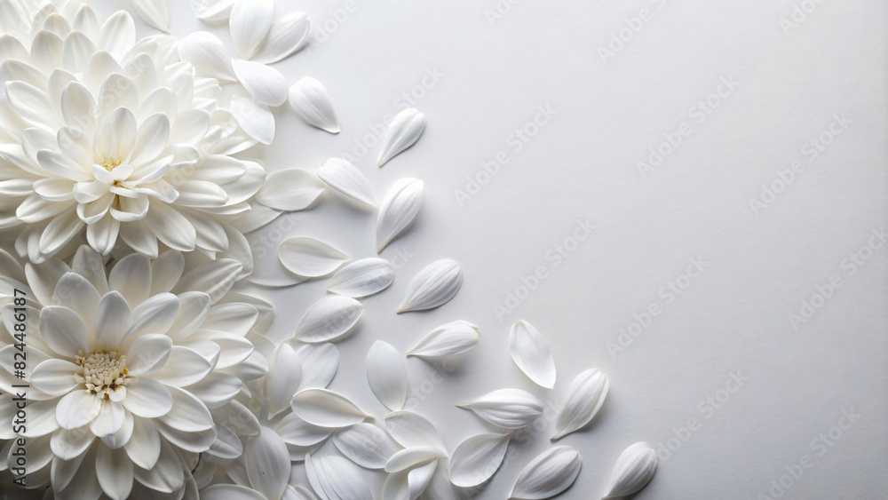 A close-up of a beautiful white flower petals on white A close-up of a beautiful white flower petals on white