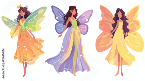 Pretty fairy in beautiful dress and with butterfly 