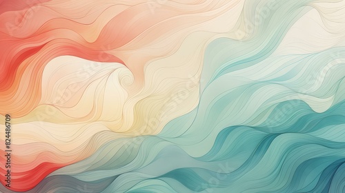 A serene abstract background featuring intricate line art with soft, pastel gradients.