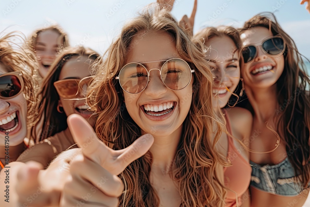 A group of young people taking selfies outdoors