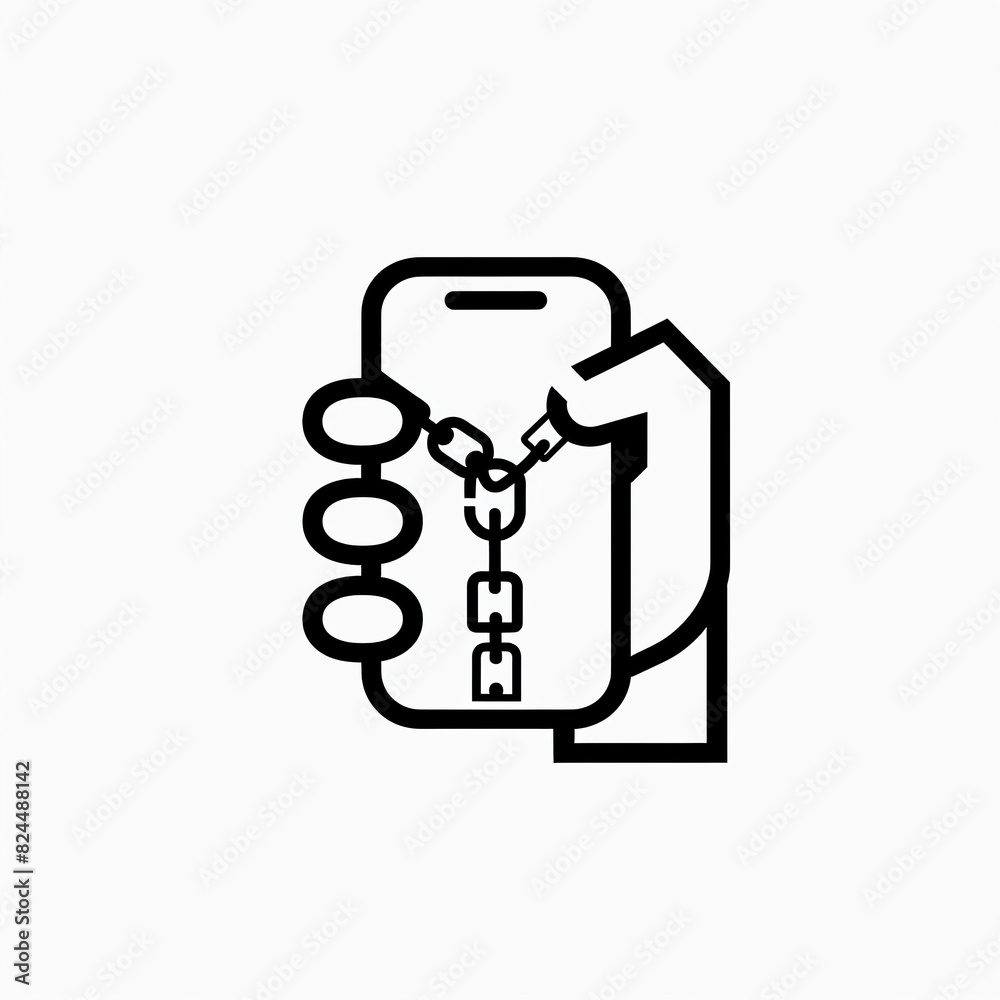 icon addicted to the phone, slave chained to the smartphone, attachment detox icon addicted to the phone, slave chained to the smartphone, attachment detox