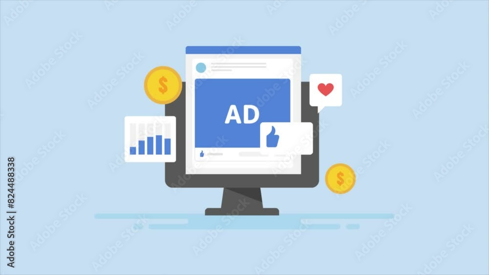 Social media like campaign for brand promotion, spending money on sponsored advertising, increase page followers, analytics on dashboard video animation marketing concept. Social media like campaign for brand promotion, spending money on sponsored advertising, increase page followers, analytics on dashboard video animation marketing concept.