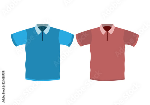 Polo de manga corta de color azul y rojo.