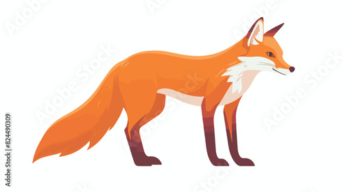 Red fox wild forest mammal. Foxy animal with orange 