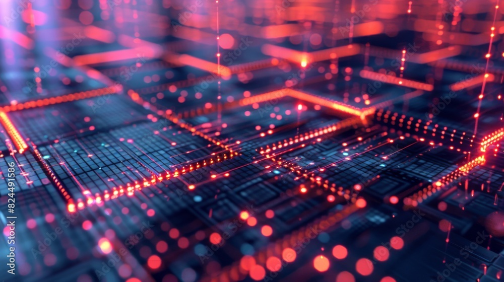 Abstract Digital Grid with Glowing Red Lines Abstract Digital Grid with Glowing Red Lines