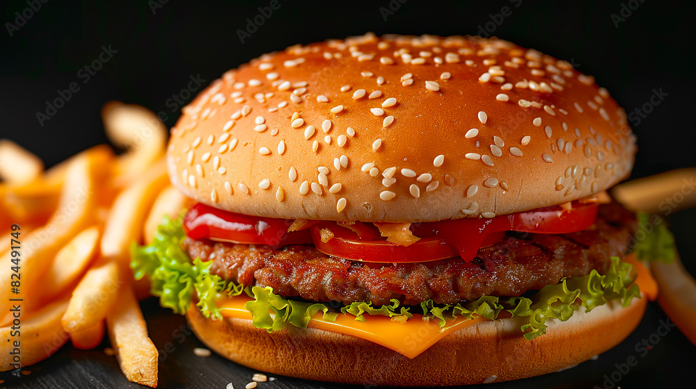 A hamburger with lettuce A hamburger with lettuce