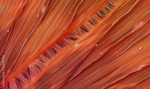 High Magnification Image of Muscle Tissue Showing Striations