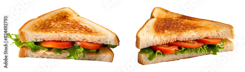 Fresh Sandwich Halves with Lettuce, Tomato, and Toasted Bread perfect for restaurant poster isolated