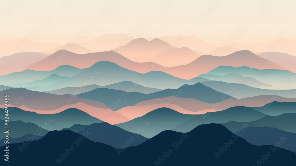 Captivating mountain range, each peak a unique hue creating a stunning visual.