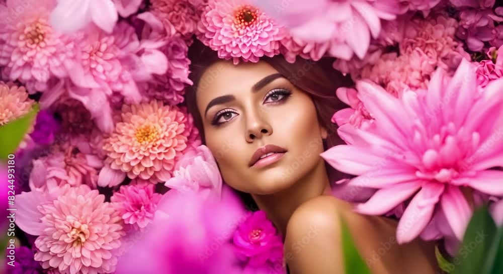 A Beautiful Girl's Face Peeking Through the Flowers of the Orchid. Natural Cosmetics and Skin Care, Enhanced by the Exotic Beauty of the Flower. Perfect for Perfume Advertising.
A Beautiful Girl's Face Peeking Through the Flowers of the Orchid. Natural Cosmetics and Skin Care, Enhanced by the Exotic Beauty of the Flower. Perfect for Perfume Advertising.