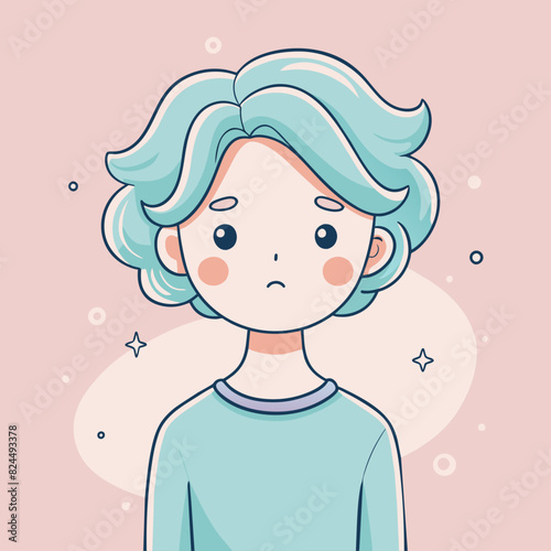 Minimalist person with a sighing expression, crafted in an adorable doodle style, Generative AI