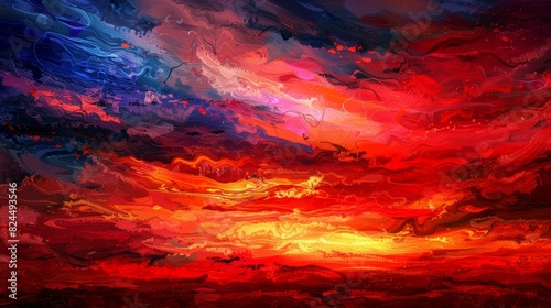 Breathtaking sunset floods the sky with vivid, dramatic hues.