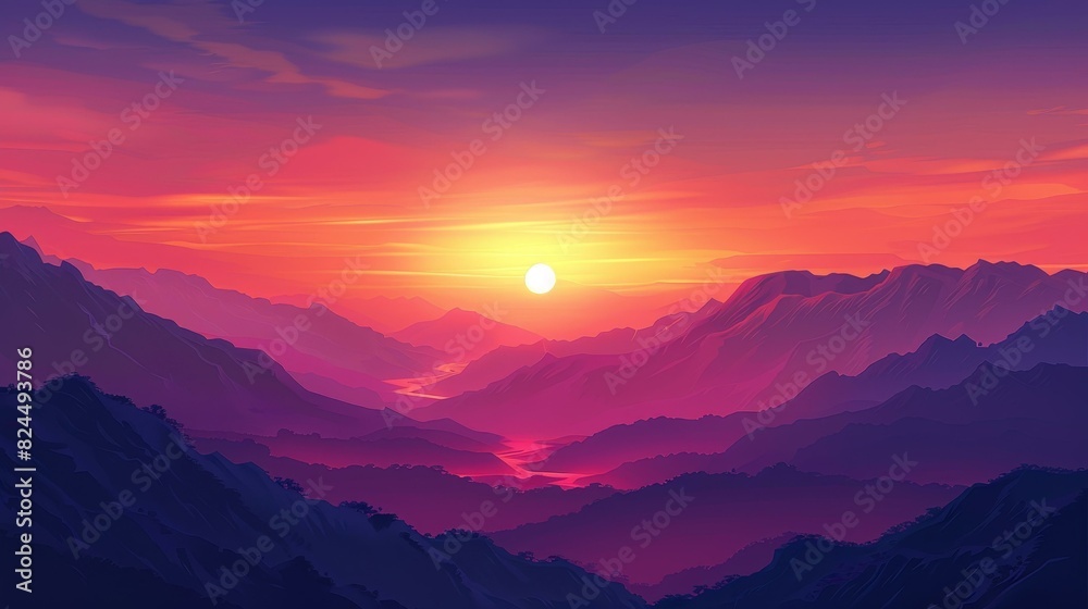 Fototapeta premium Breathtaking sunset floods the sky with vivid, dramatic hues.