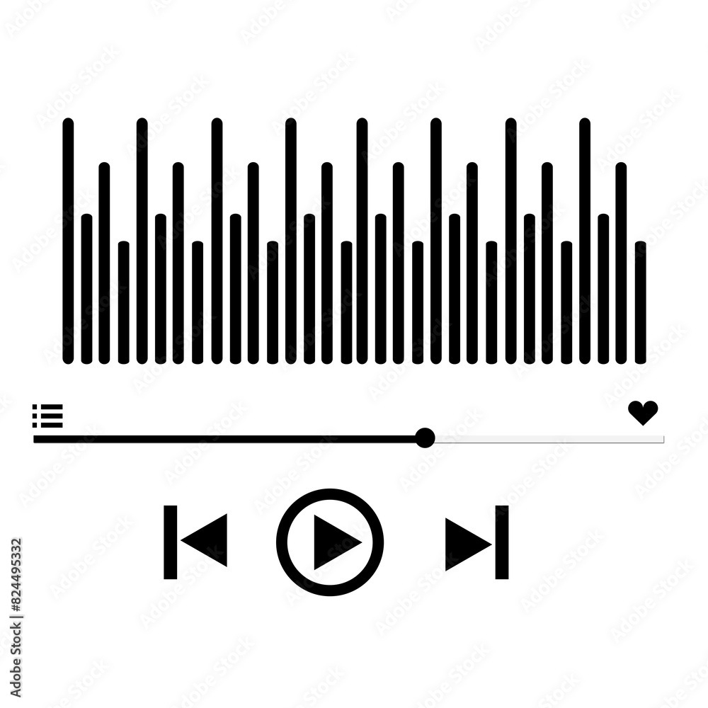 Music Player interface isolated Overlay Sign Music Player interface isolated Overlay Sign