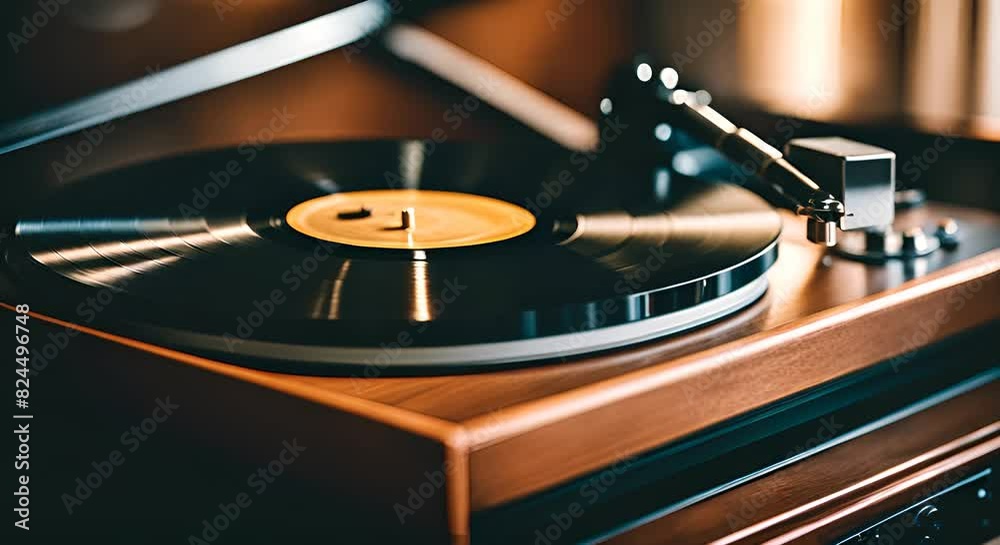 Record player with vinyl at home.