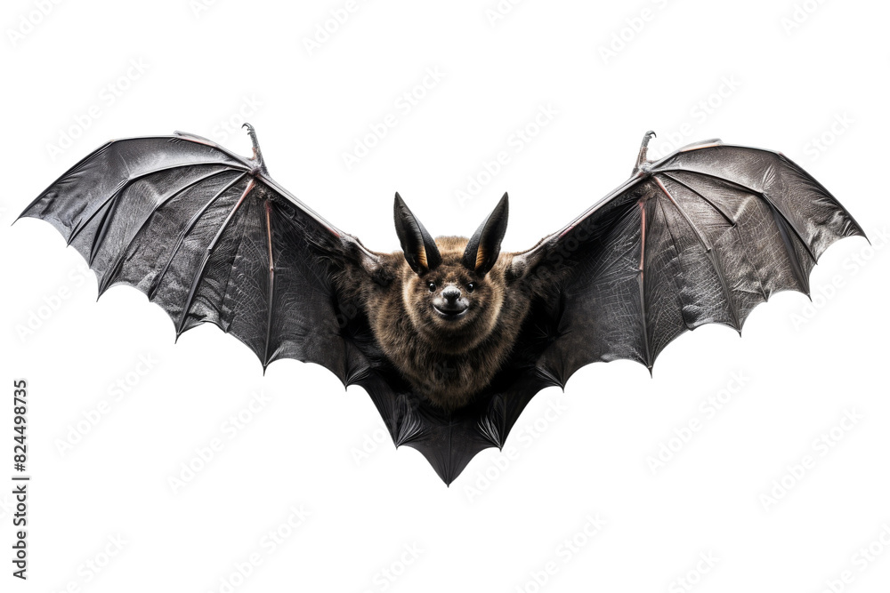 Obraz premium Majestic Bat Soaring in Moonlight on a White or Clear Surface PNG Transparent Background.