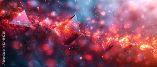 Abstract 3D Background. A 3D space of floating shapes, each glowing with a gentle, pulsating light, creates a captivating visual.