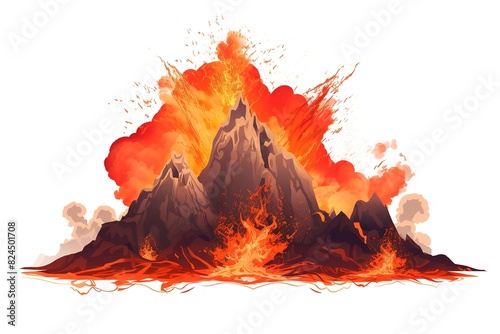 Volcano mountain top erupting.