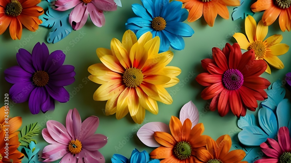 Colorful flowers background Generative AI Colorful flowers background Generative AI