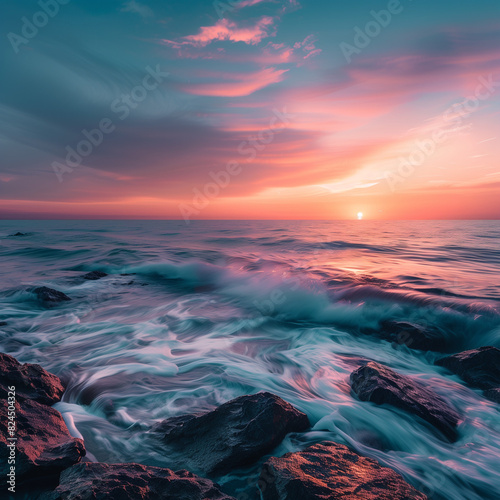 sundown, niebo, morski, oceanu, woda, słońce, charakter, wschody, plaza, krajobraz, chmura, chmura, czerwień, piękne, blękit, pomarańcz, horyzont, dzisiejszy wieczór, lato, barwa, beuty, wybrzeze, isk photo