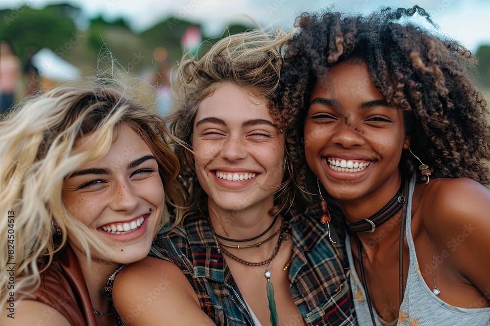 Three young women taking selfies Three young women taking selfies