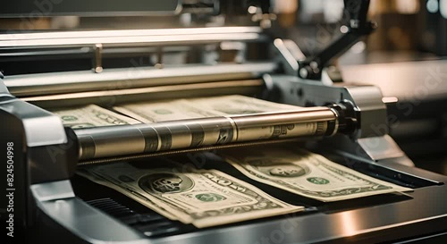 Money bill printing machine. photo