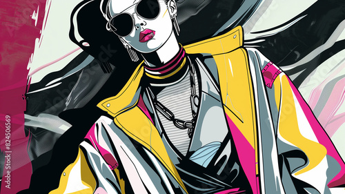 Street wear modern fashion abstract illustration colorful