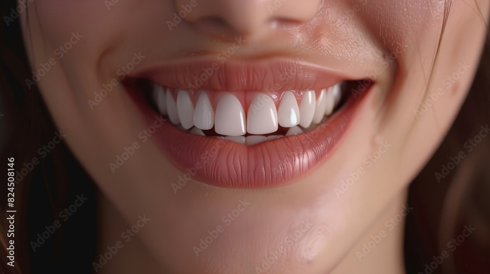 close-up of a smiling mouth with white teeth close-up of a smiling mouth with white teeth
