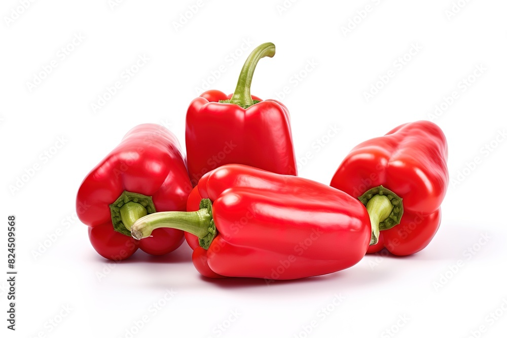 Red sweet peppers isolated on white background with clipping path