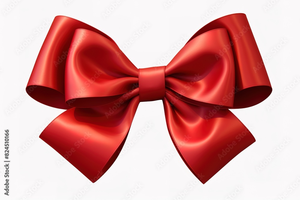 Shiny red satin ribbon bow on white background. studio shot