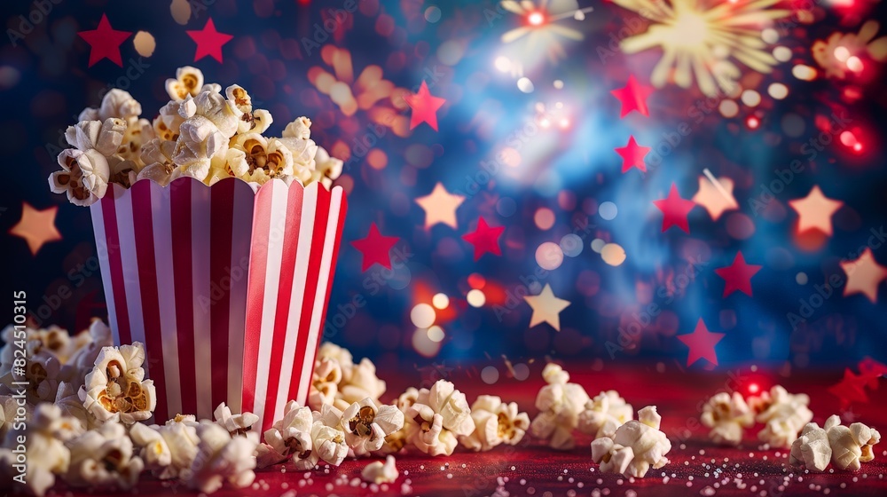 festive popcorn and stars background