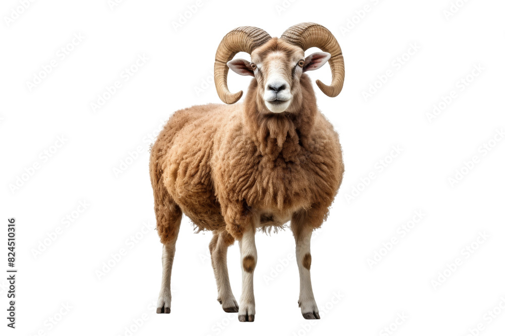 Fototapeta premium Majestic Ram of the Unknown Realm on a White or Clear Surface PNG Transparent Background.