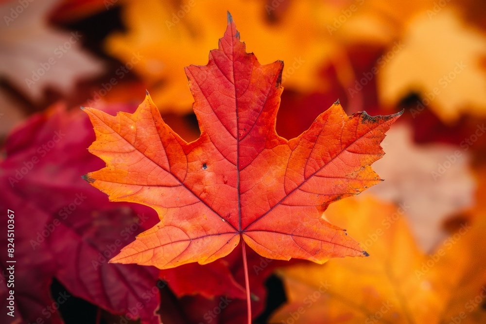 Vibrant autumn maple leaf