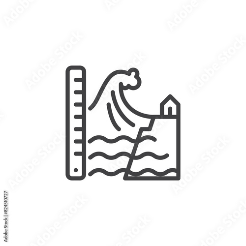 Rising water level line icon
