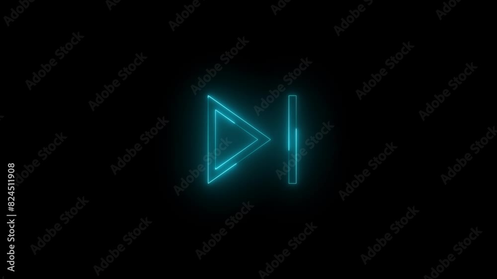 Neon next icon cyan glowing black background