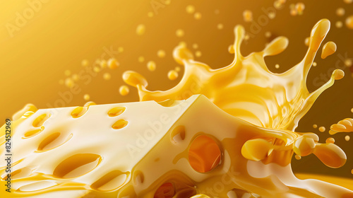 a cheese with a splash of orange liquid