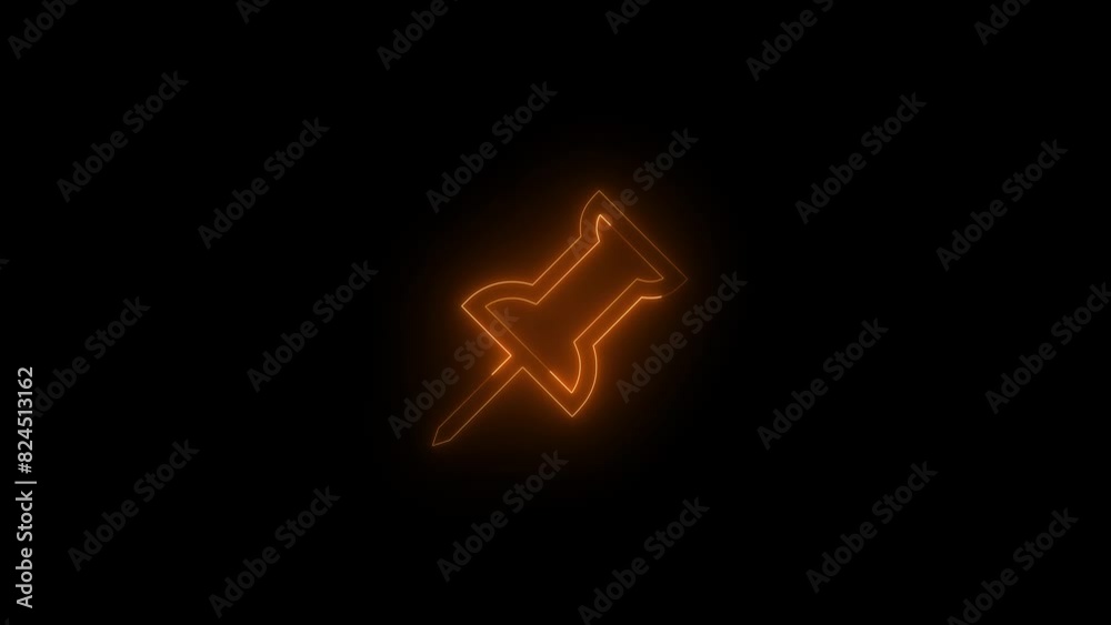Neon pinned icon brown glowing black background animation Neon pinned icon brown glowing black background animation