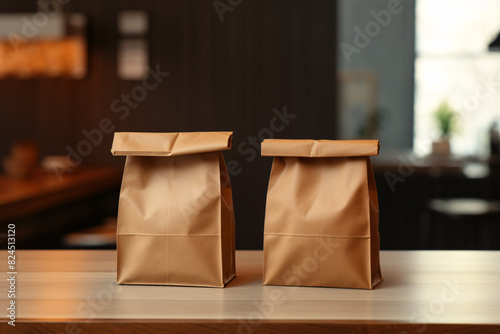 two brown bags on a table