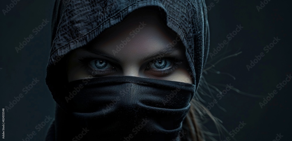 mysterious hooded figure with piercing eyes mysterious hooded figure with piercing eyes